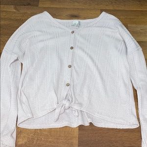 light pink button up sweater top